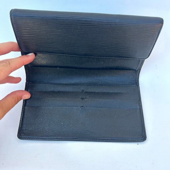 Louis Vuitton Epi Porte Tresor Black Wallet Tri-Fold Vintage Leather Designer LV - Picture 5 of 12
